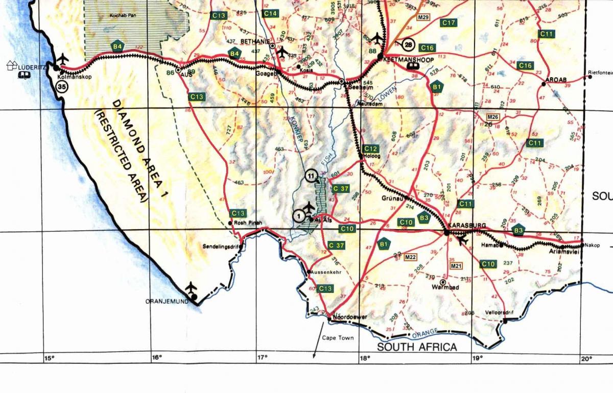 نقشه از جنوب نامیبیا